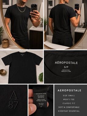 Aeropostale Black Short Sleeve Classic Fit Tee